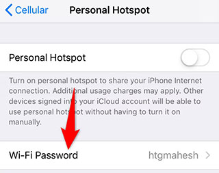 پسوورد هات اسپات آیفون