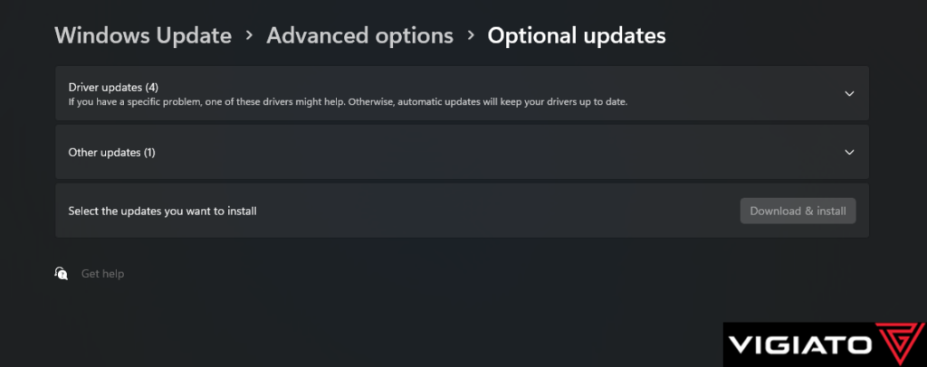 آپدیت درایور Optional Updates