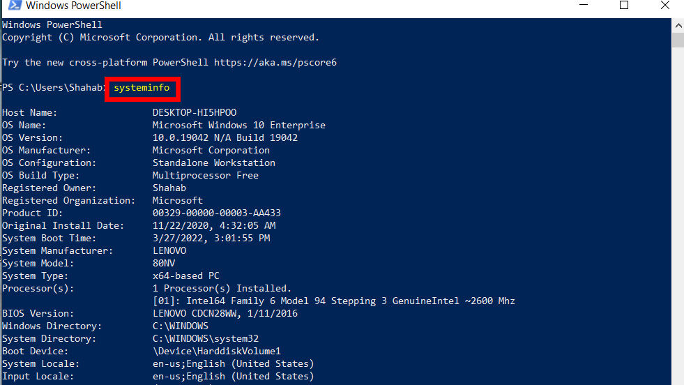 با استفاده از Powershell