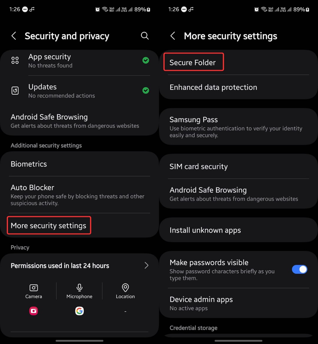 یافتن برنامه‌های مخفی در گوشی سامسونگ با Secure Folder