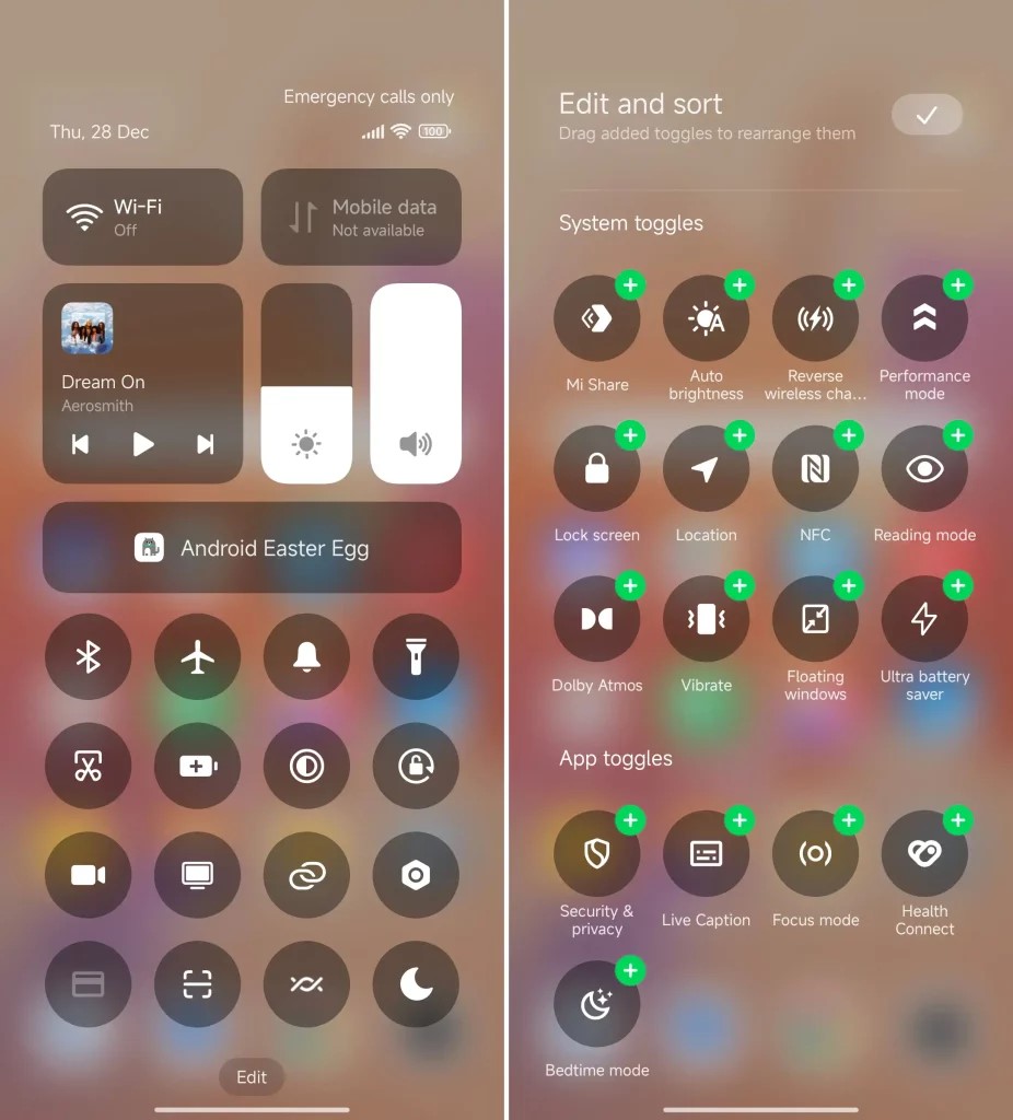 مرکز کنترل (Control Center) تمیزتر در HyperOS