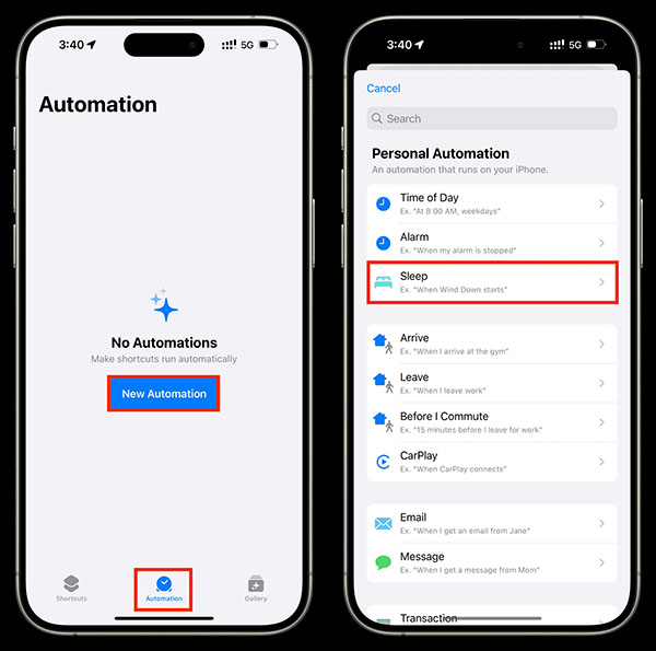 تنظیمات اپلیکیشن Shortcuts