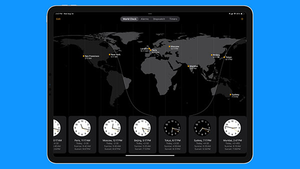 نقشه‌ای زیبا در قسمت World Clock